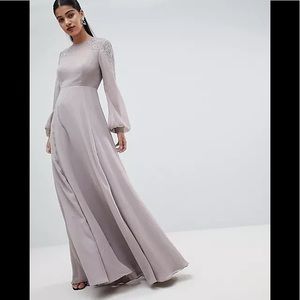 ASOS DESIGN embellished shoulder mesh maxi dress